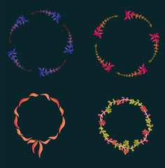 Beautiful wreaths.Elegant vector floral collection. Can be used for greeting card or wedding invitation, natural cosmetics, health care, yoga center and other design