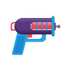 Space Ray Gun, Blue Blaster Toy Weapon Vector Illustration