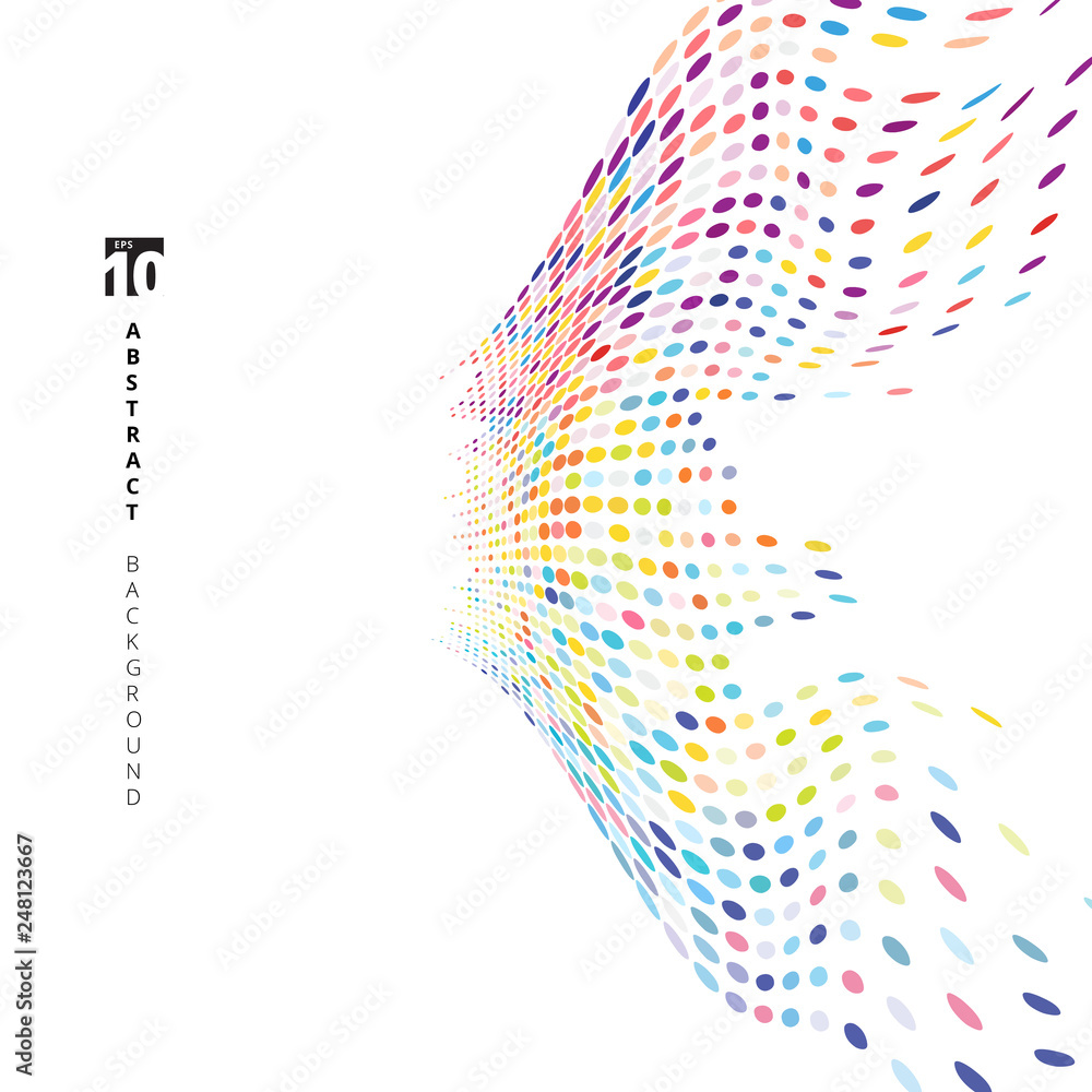 Poster abstract colorful halftone texture dots pattern distortion perspective on white background