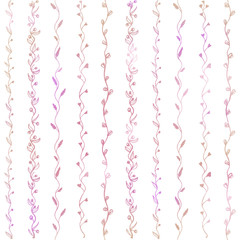 Hand drawn liana floral pattern. Color foliage plant decoration vector on white background