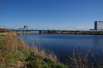多摩川と多摩川大橋