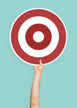 Hand holding a target icon clipart