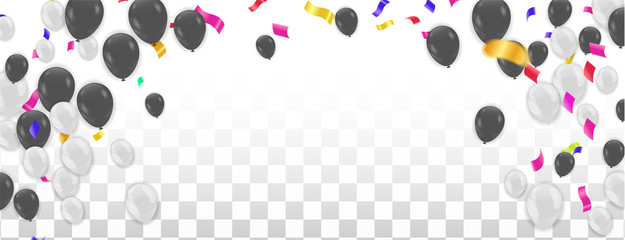 Black friday sale black promo poster with black and white balloons