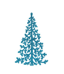 The Christmas blue decoration fir-tree isolated on white background