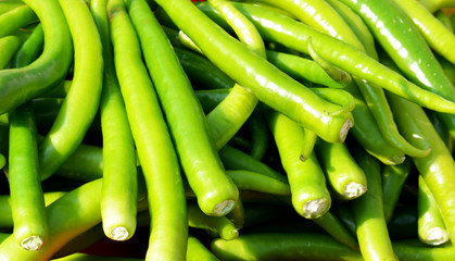 green peppers in the market