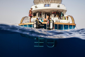 liveaboard boat at the Red Sea, Egypt - obrazy, fototapety, plakaty