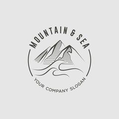 mountain and sea logo design template