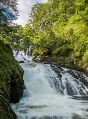 Beautiful waterfall located in Snowdonia National Park, Gwynedd, Wales, UK