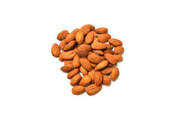 Almonds isolated on a white background,