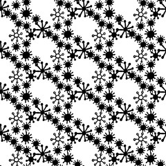 Rotavirus black and white hand drawn seamless pattern