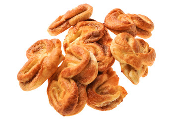 homemade buns with cinnamon on white