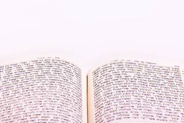 Fototapeta premium Opened hebrew Bible, isolated on white background