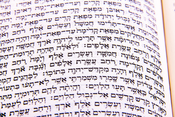 Opened hebrew Bible, isolated on white background