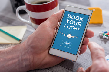 Flight booking concept on a smartphone