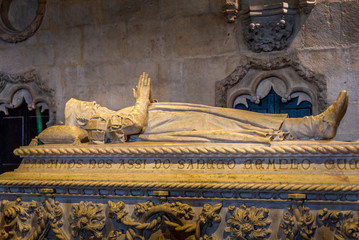 Luis de Camoes tomb in the Jeronimos Monastery, Belem, Lisbon