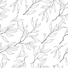 Background of the contour plants seamless, bright Endless textures for design, decoration, greeting cards, tiles, invitations, advertising.