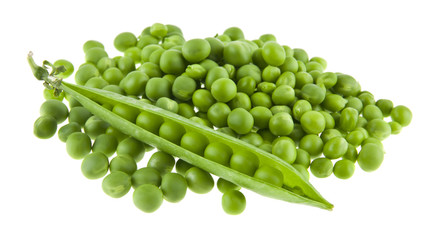 green peas isolated on white background