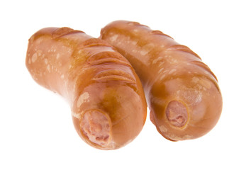 fried sausages isolated on white background