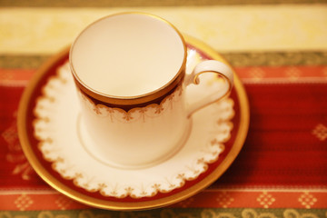 Tea cup on the table in the room