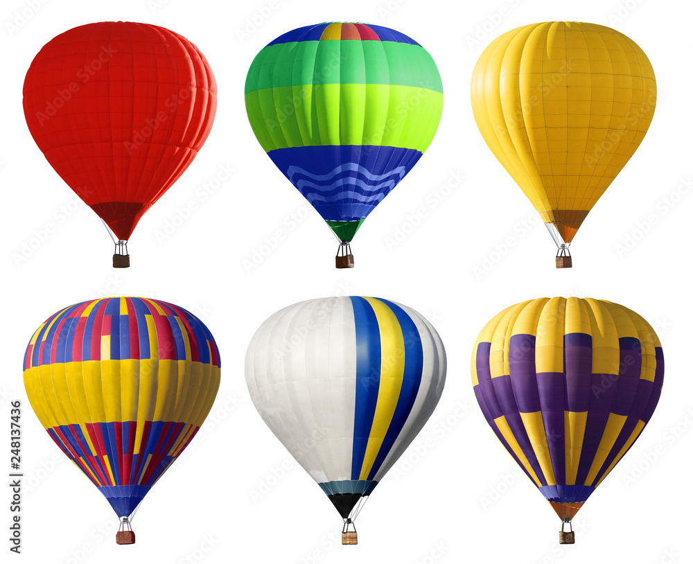 Wall mural Set of bright colorful hot air balloons on white background