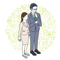  ビジネス　スーツ姿の男女　イラスト　アイソメトリック