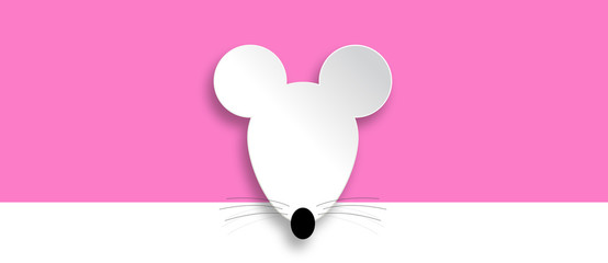 Mouse head on pink banner