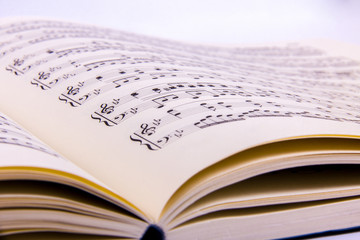 Opened sheet music book