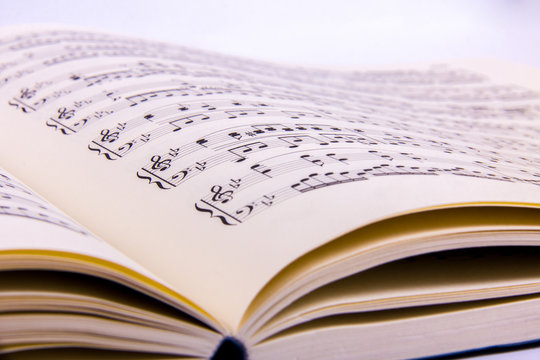 Opened sheet music book