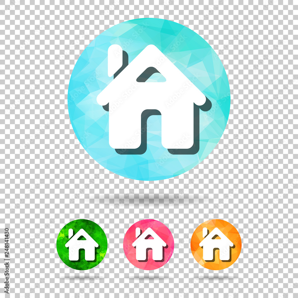 Poster set of abstract geometric spherical home icons from triangular faces for graphic design