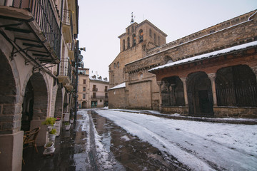 Cathedral of San Pedro de Jaca in winter, Huesca, Aragon, Spain
