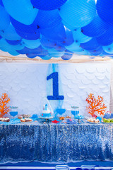 Sea time theme on the party's candy bar