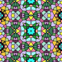 Multicolor kaleidoscopic seamless background, abstract texture with many ornaments, modern background, floor kaleidoscope texture pattern, turkisch kaleidoscope floor, indian texture, arab texture