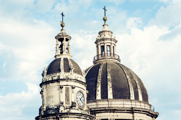 Obraz premium Domes of the Cathedral dedicated to Saint Agatha in Catania, Sicily, Italy.