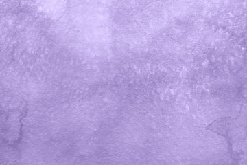 Violet watercolor texture with abstract washes and brush strokes on the white paper background. Digital paper background.