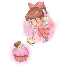 Fairy girl with cupcake