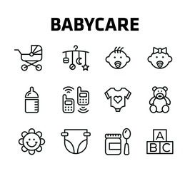 Baby care Thin Line Icons