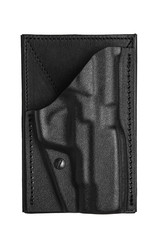 Black leather holster for a pistol isolated on white