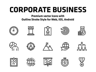 Corporate Business Thin Line Icons