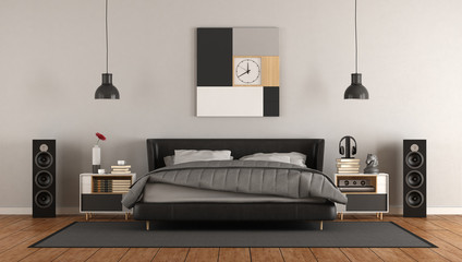 Black and white modern master bedroom