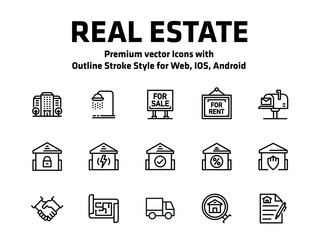 Real Estate Thin Line Icons