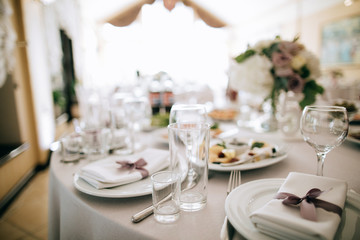 table set for dinner, catering servise