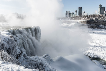 Niagara Falls frozen in winter