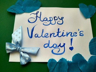 For Valentine's Day inscription Happy Valentine's Day and hearts