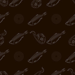 vector seamless pattern with fish and shrimp