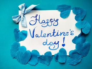 For Valentine's Day inscription Happy Valentine's Day and hearts