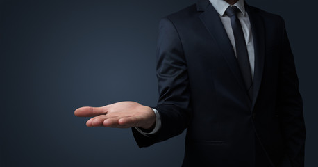 Businessman without head holding something without theme