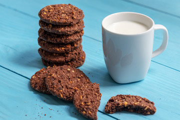 chocolate chip cookies and milk