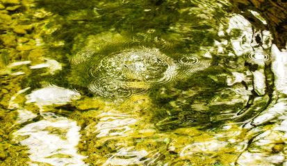 Circles on the surface of the reservoir as a background