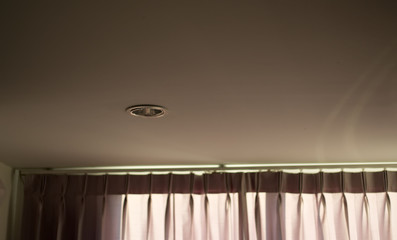 Light bulbs on the ceiling  curtains