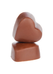 chocolate hearts isolated on white